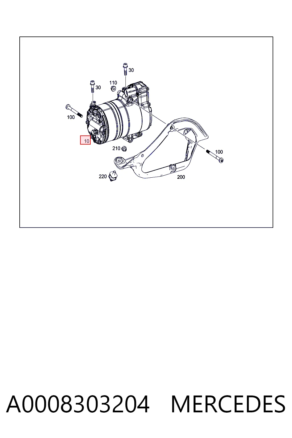 A0008303204 Mercedes Compressor de aparelho de ar condicionado