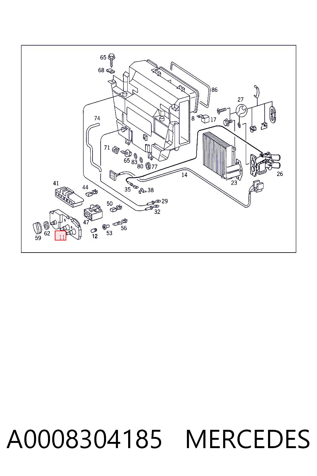 A0008304185 Mercedes Unidade de controlo dos modos de aquecimento/condicionamento