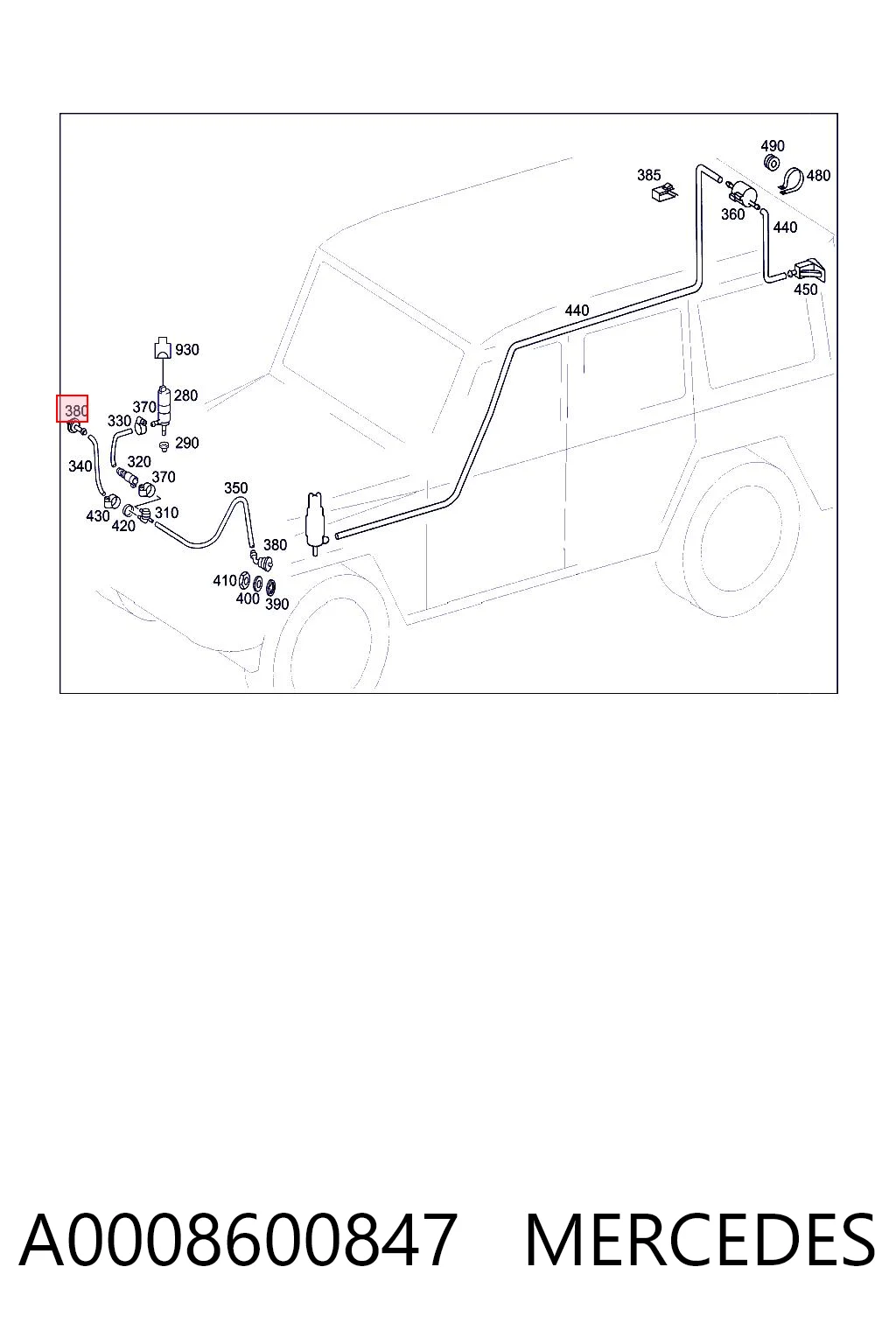 A0008600847 Mercedes Injetor de fluido para lavador da luz dianteira