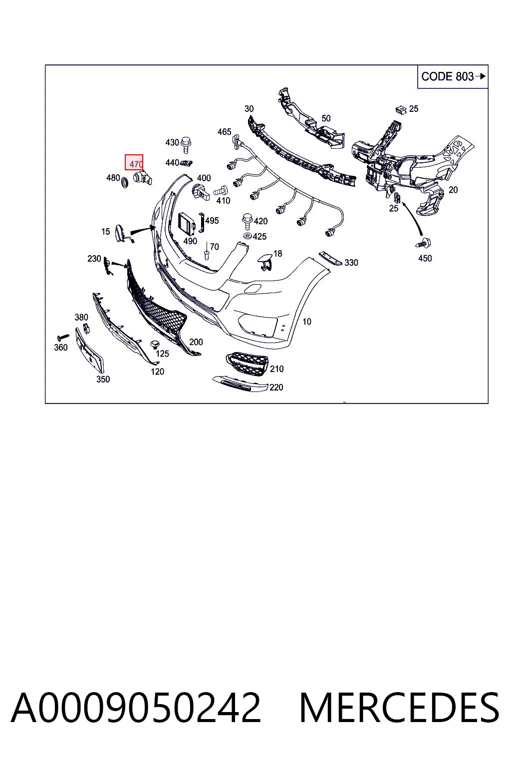 A0009050242 Mercedes Sensor dianteiro de sinalização de estacionamento (sensor de estacionamento)
