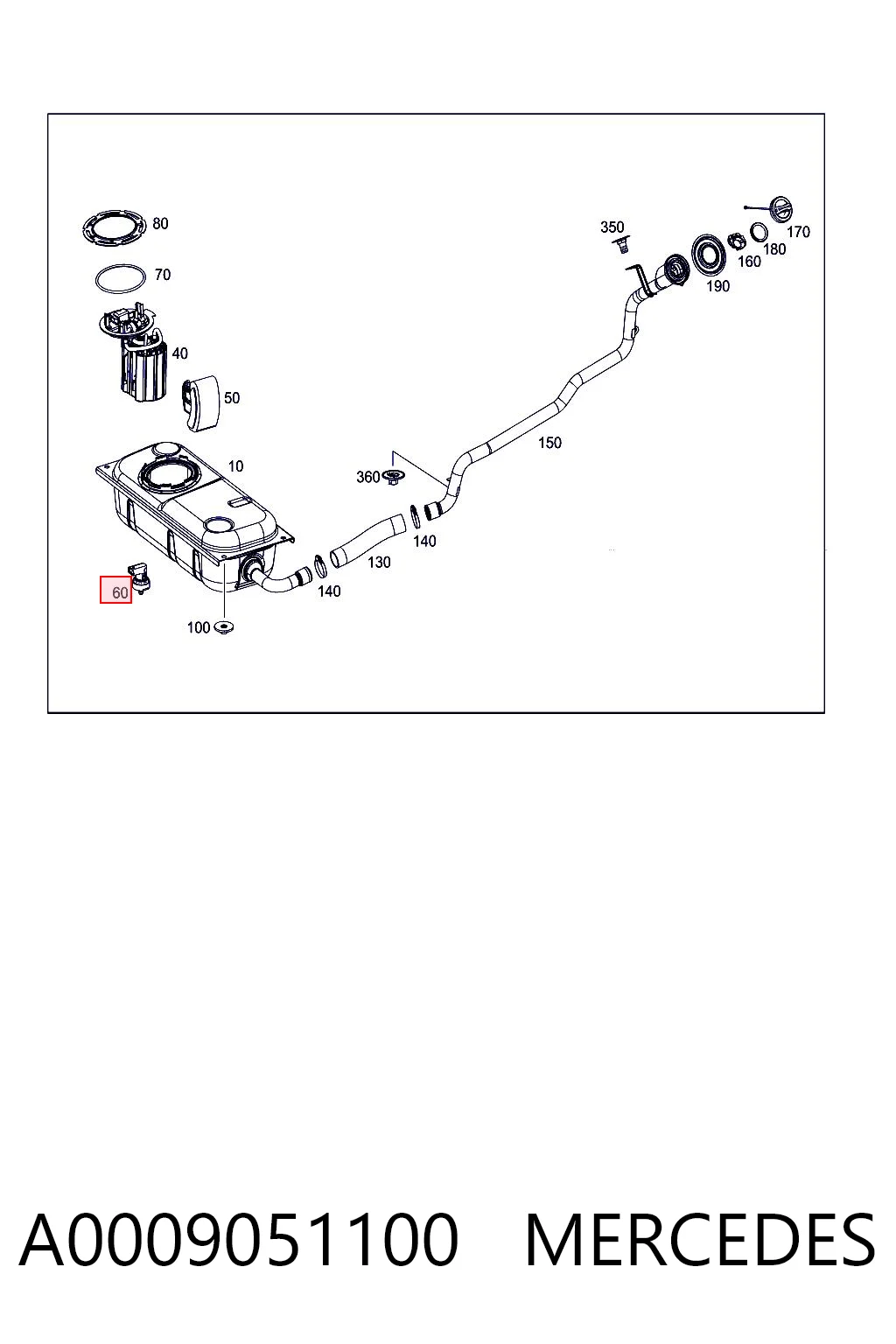 A0009051100 Mercedes Sensor de pressão de combustível