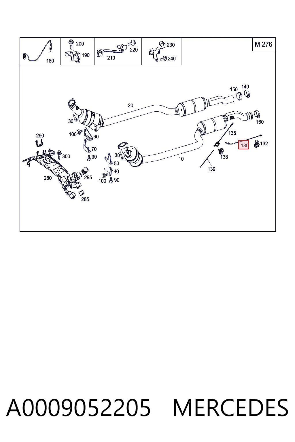 A0009052205 Mercedes Sensor de temperatura dos gases de escape (GE), até o catalisador