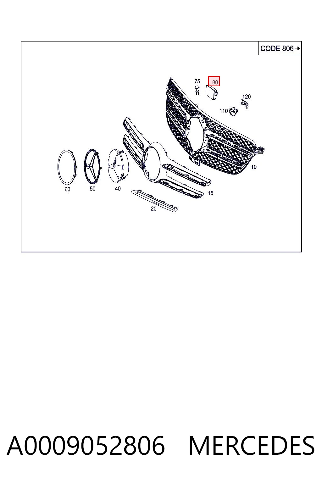 A0009052806 Mercedes Sensor de radar de distância