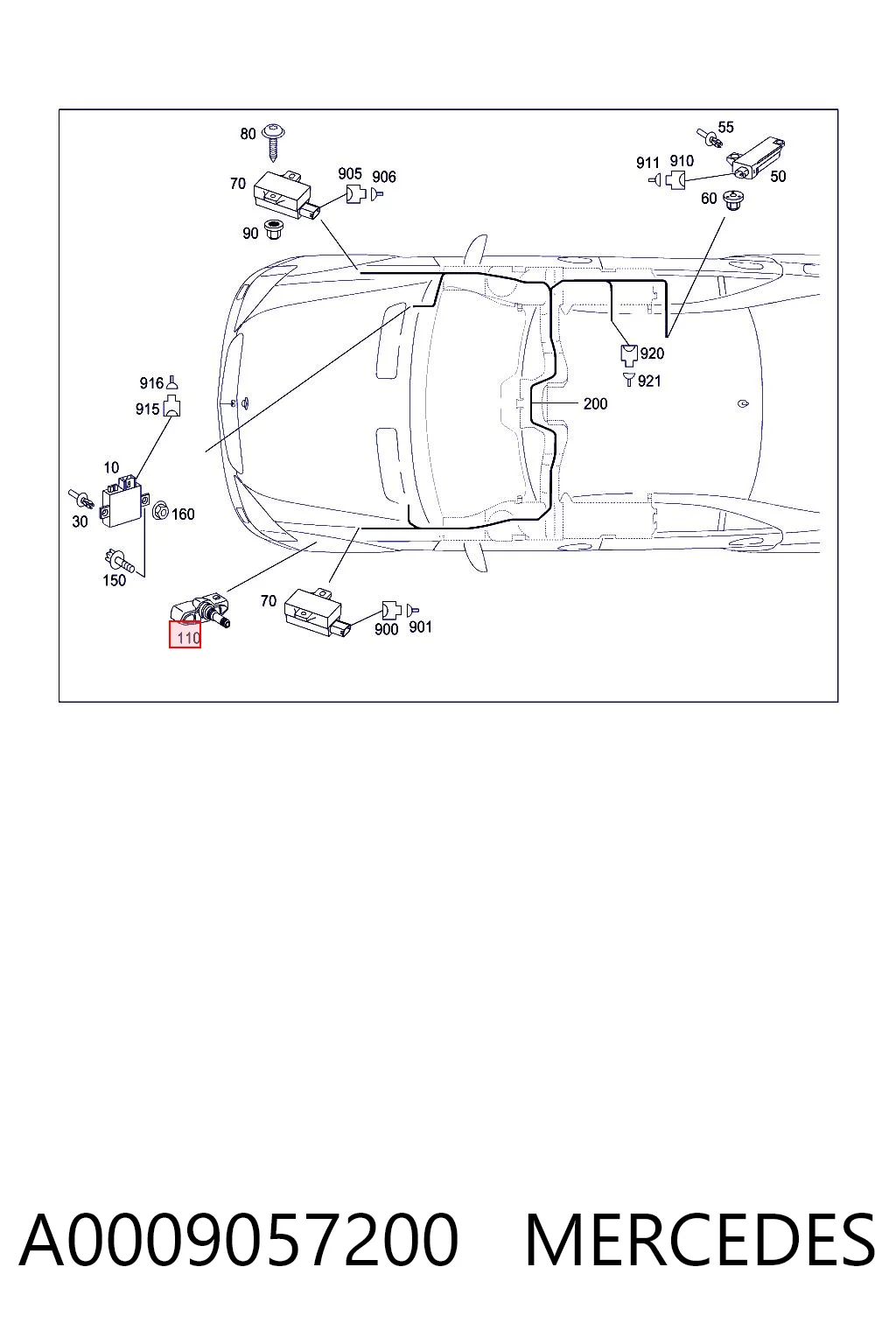 A0009057200 Mercedes Sensor de pressão de ar nos pneus