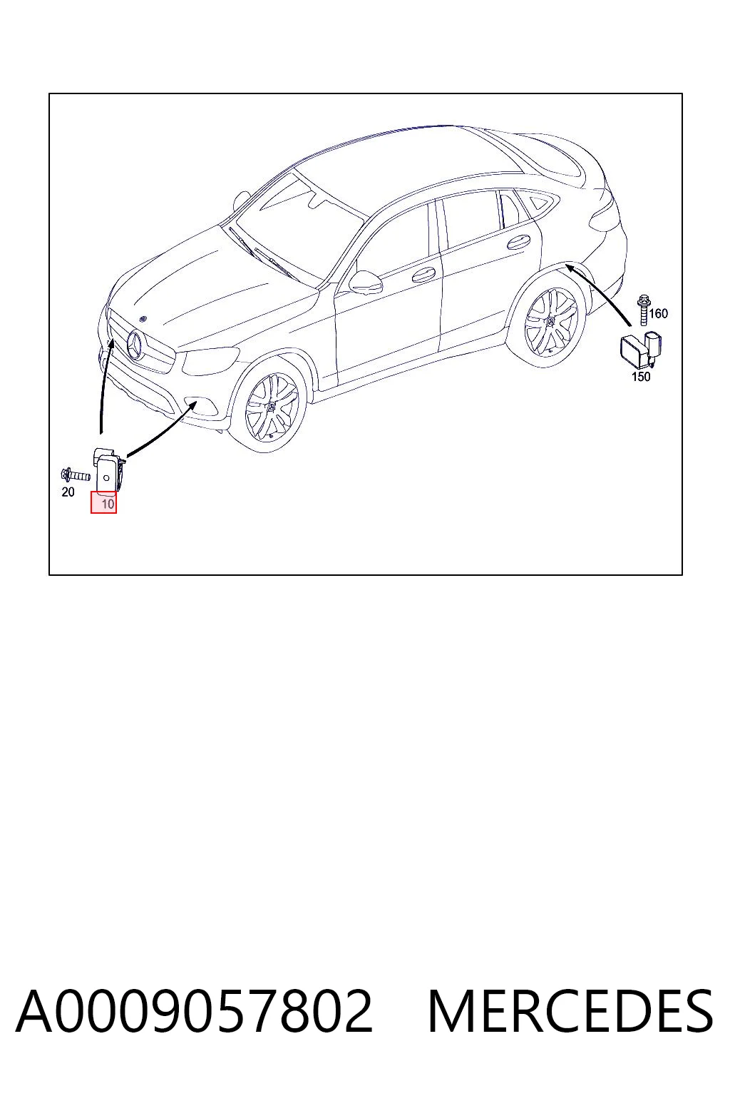 A0009057802 Mercedes Sensor de aceleração longitudinal