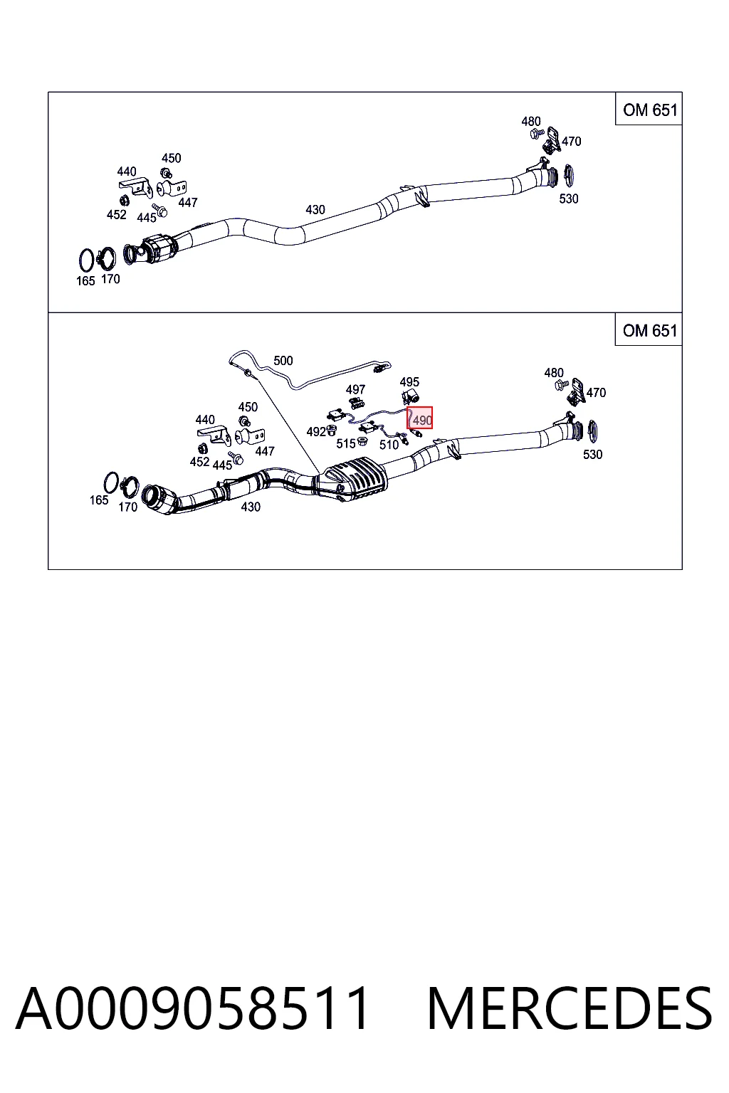 A0009058511 Mercedes Sensor traseiro de óxidos de nitrogênio NOX