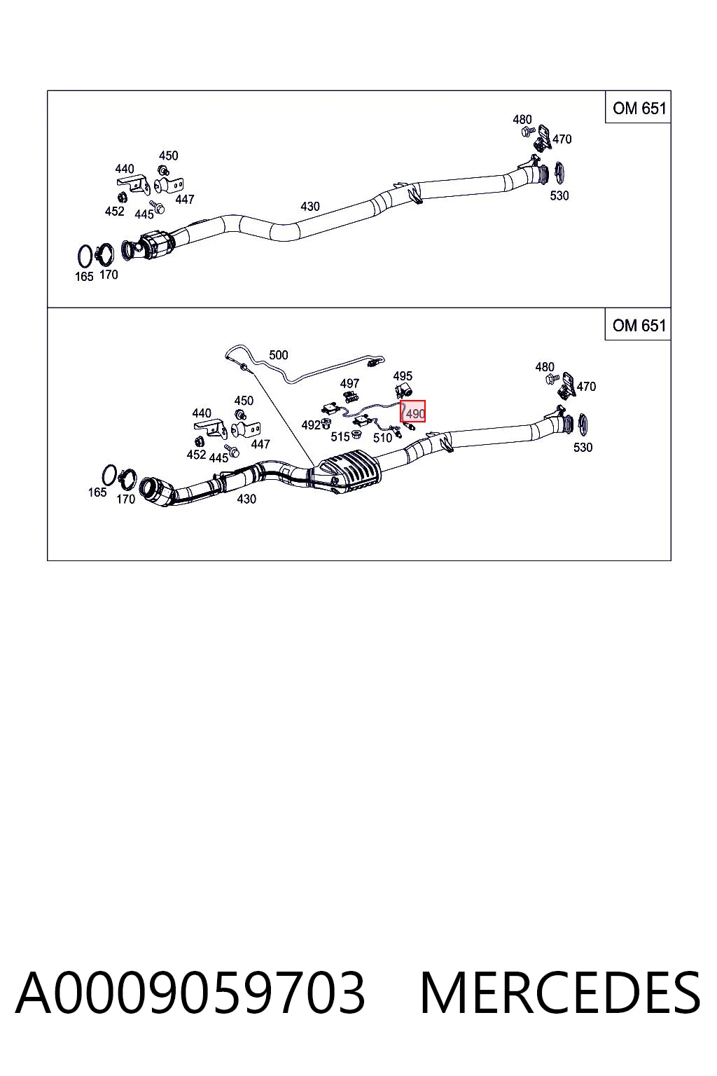 A0009059703 Mercedes Sensor traseiro de óxidos de nitrogênio NOX