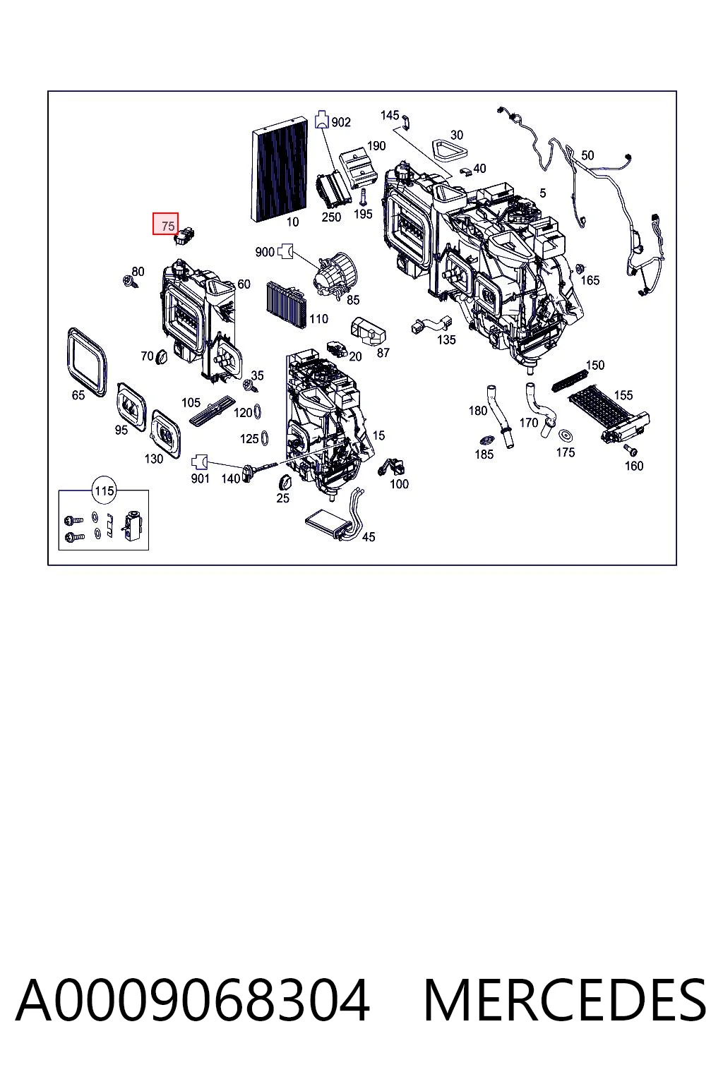 A0009068304 Mercedes Motor de comporta de recirculação de ar