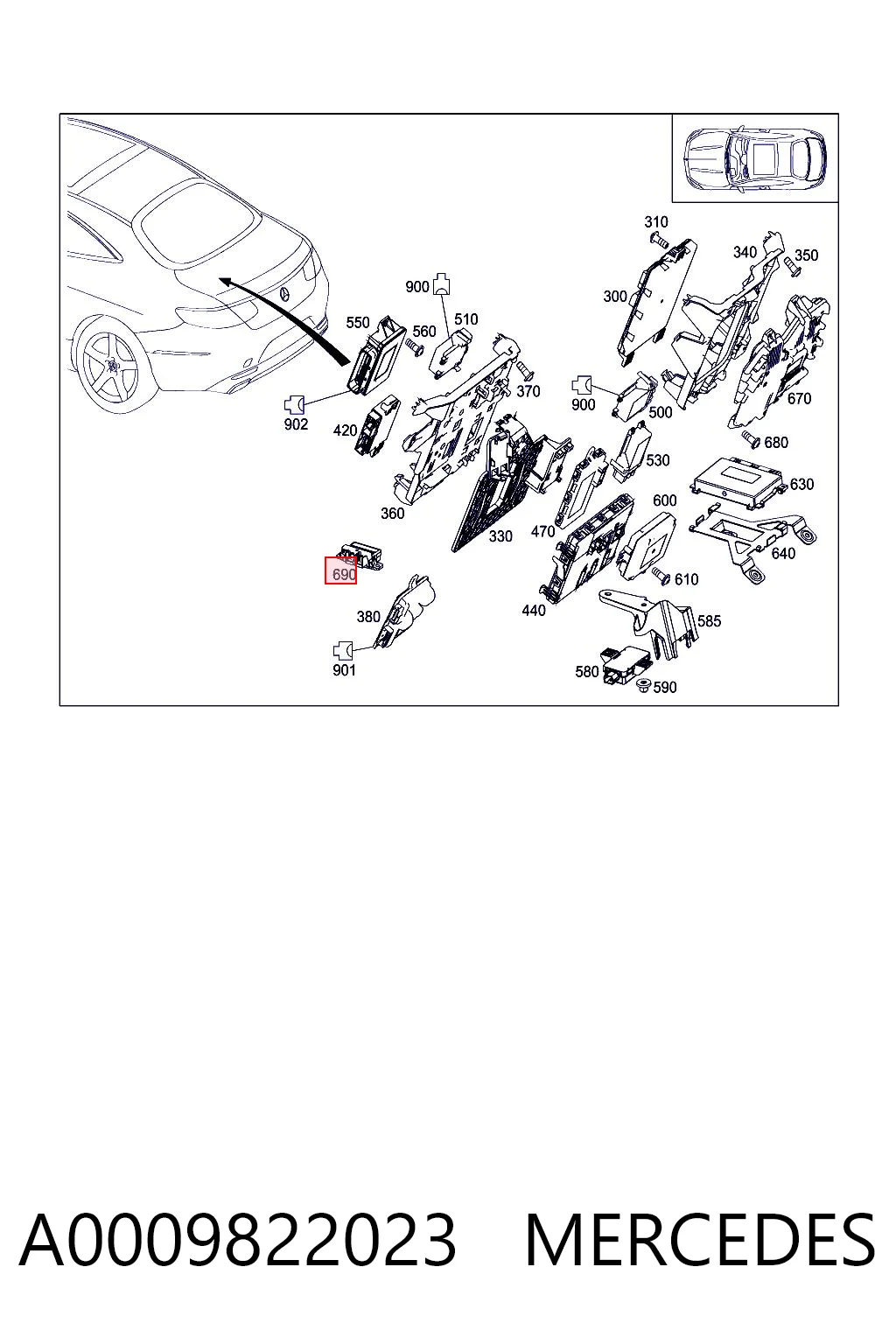 A0009822023 Mercedes Relê de controlo de carga da PILHA