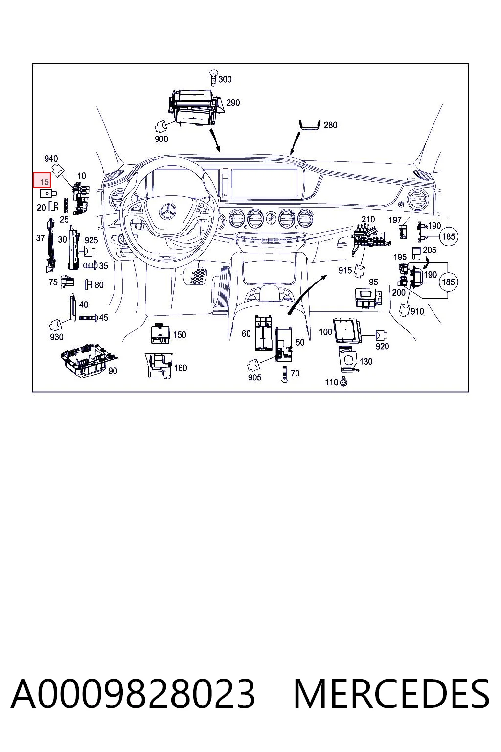 A0009828023 Mercedes Relê do compressor de suspensão pneumática