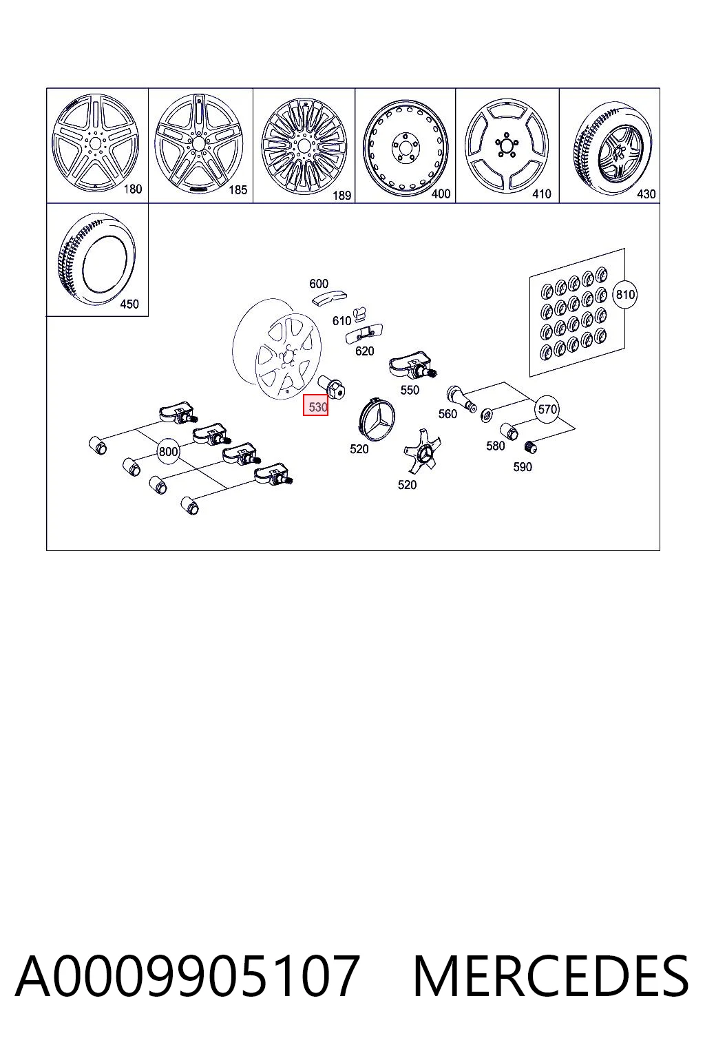 A0009905107 Mercedes Parafuso de roda