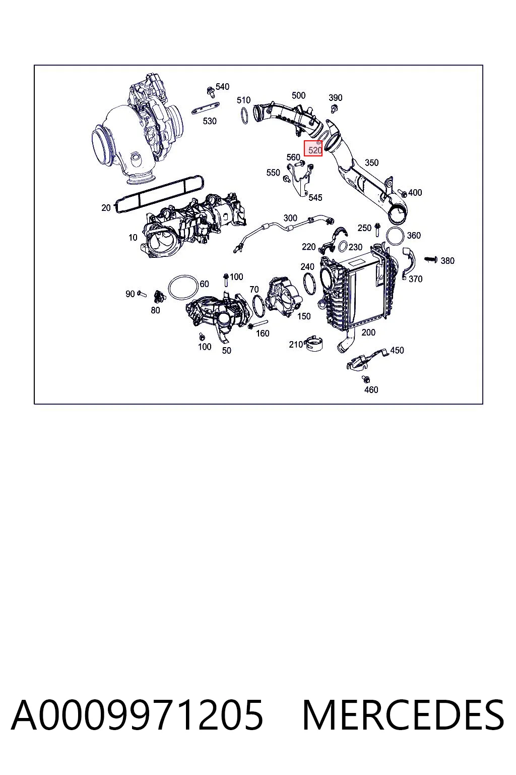 A0009971205 Mercedes Anel de vedação de cano derivado do radiador