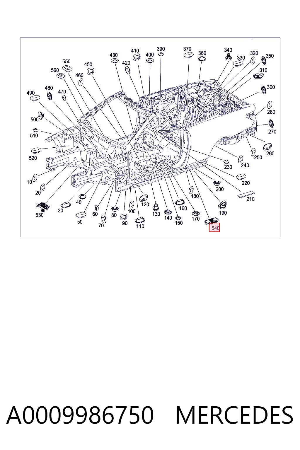 A0009986750 Mercedes Coxim do macaco inferior (suporte de plataforma elevatória)