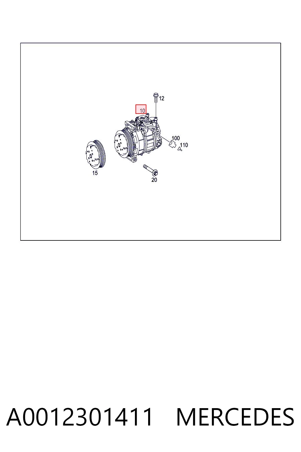 A0012301411 Mercedes Compressor de aparelho de ar condicionado