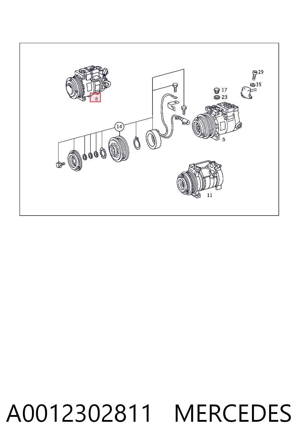 A0012302811 Mercedes Compressor de aparelho de ar condicionado