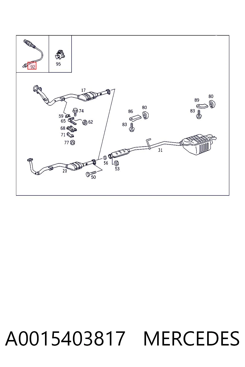A0015403817 Mercedes Sonda lambda, sensor de oxigênio depois de catalisador