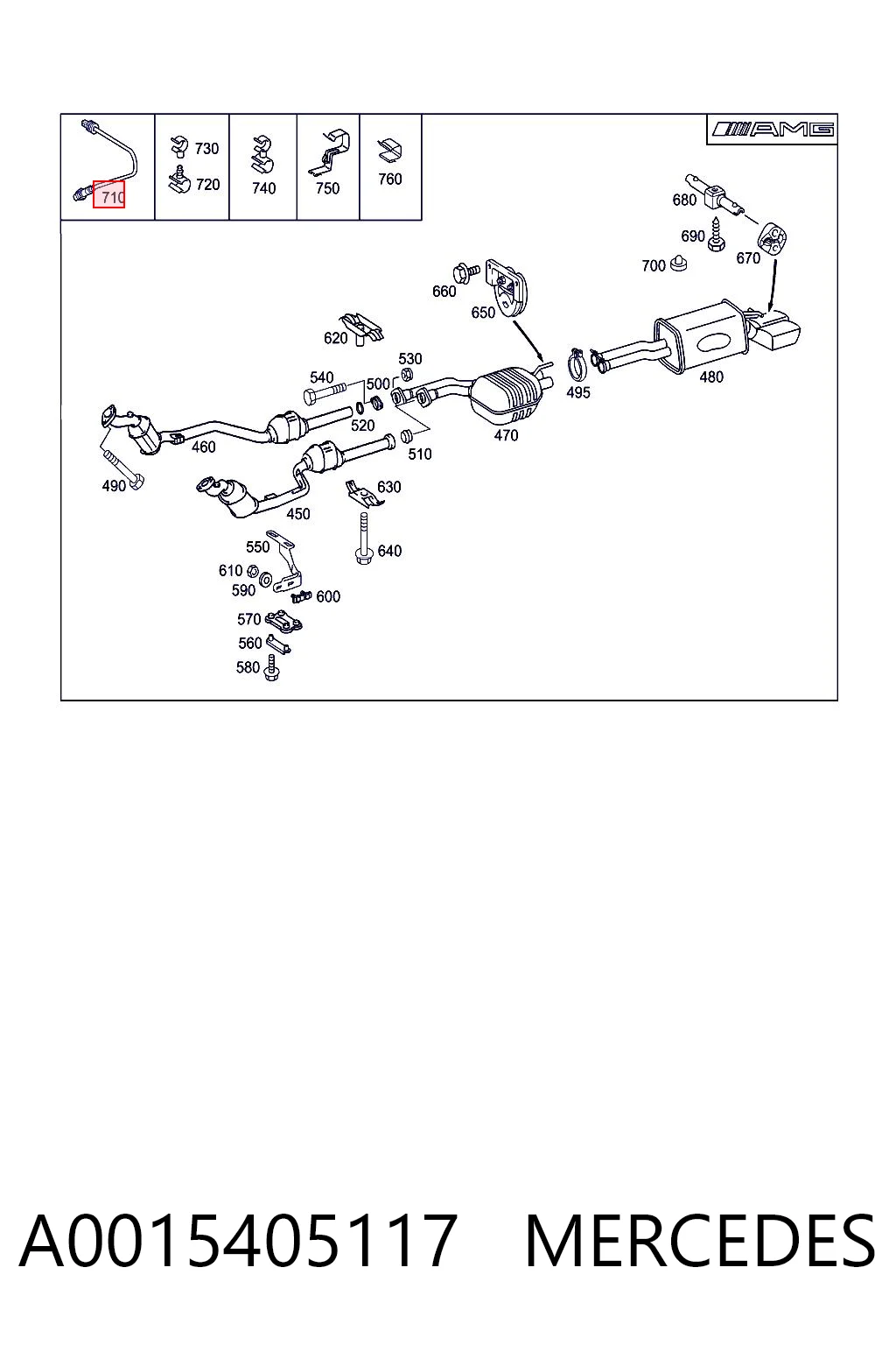 A0015405117 Mercedes Sonda lambda, sensor direito de oxigênio até o catalisador