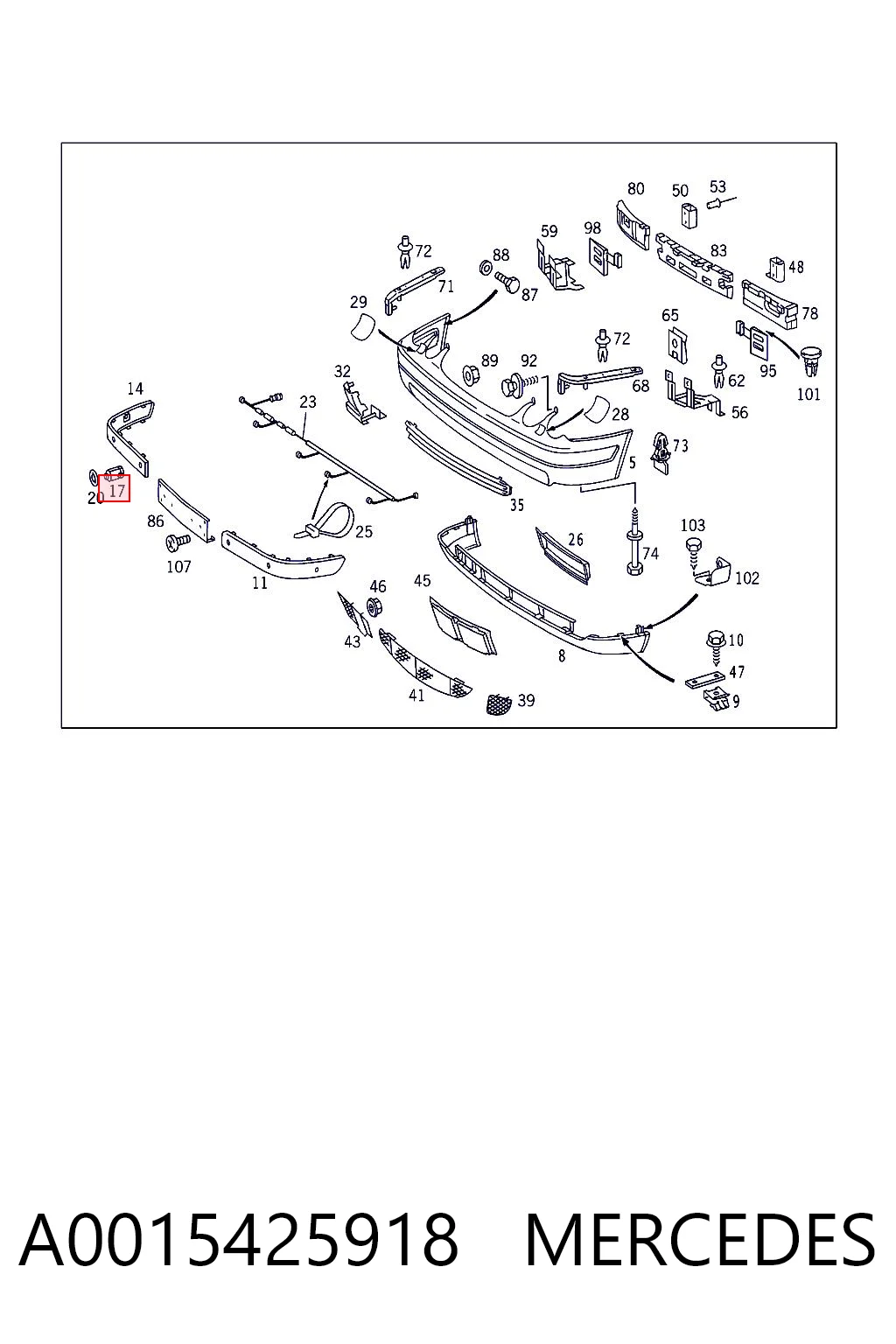 A0015425918 Mercedes Sensor dianteiro de sinalização de estacionamento (sensor de estacionamento)