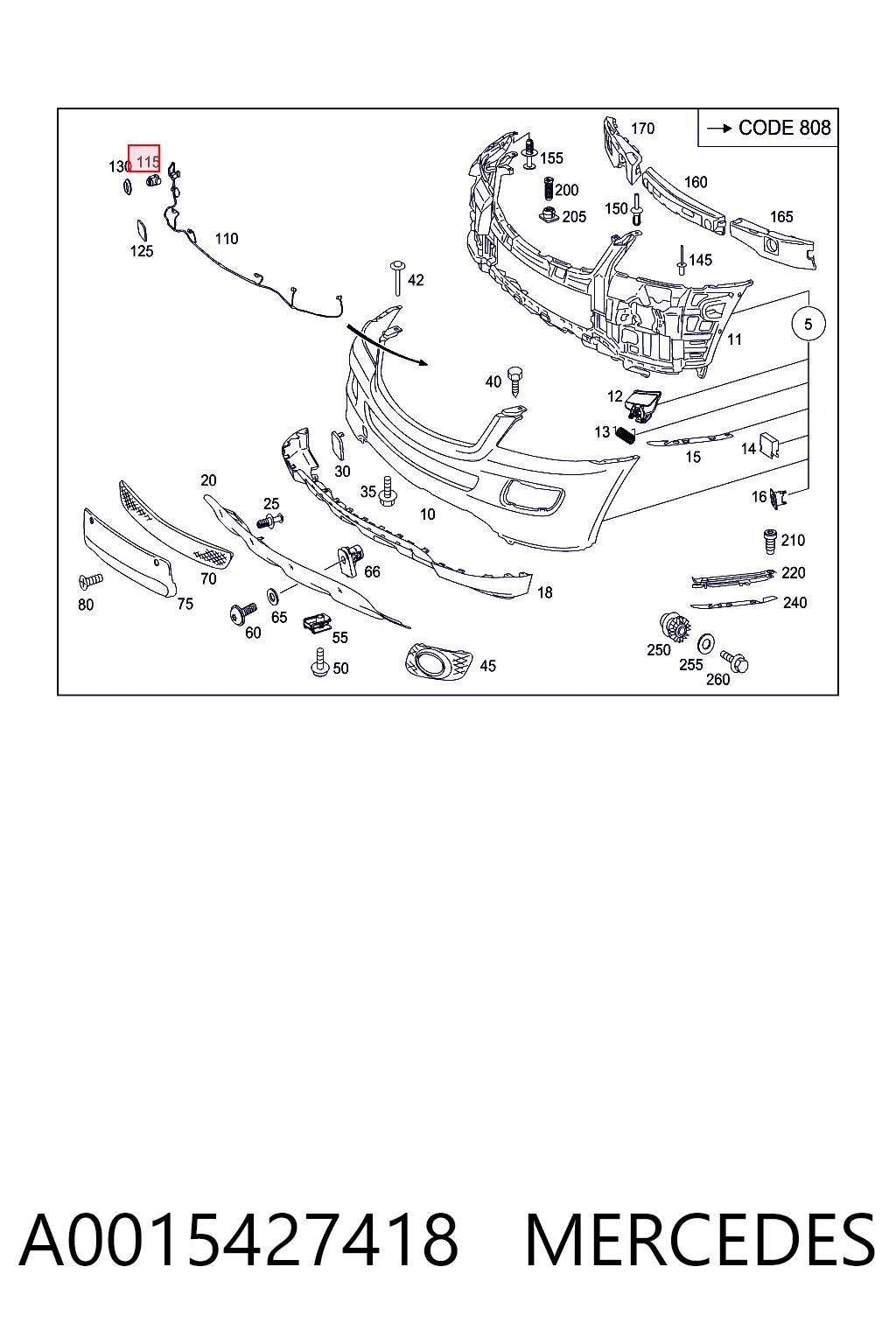A0015427418 Mercedes Sensor dianteiro de sinalização de estacionamento (sensor de estacionamento)