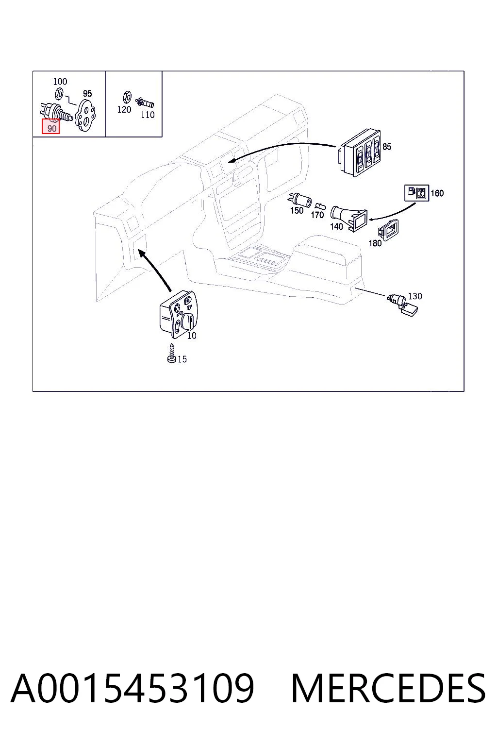 A0015453109 Mercedes Sensor de ativação do sinal de parada
