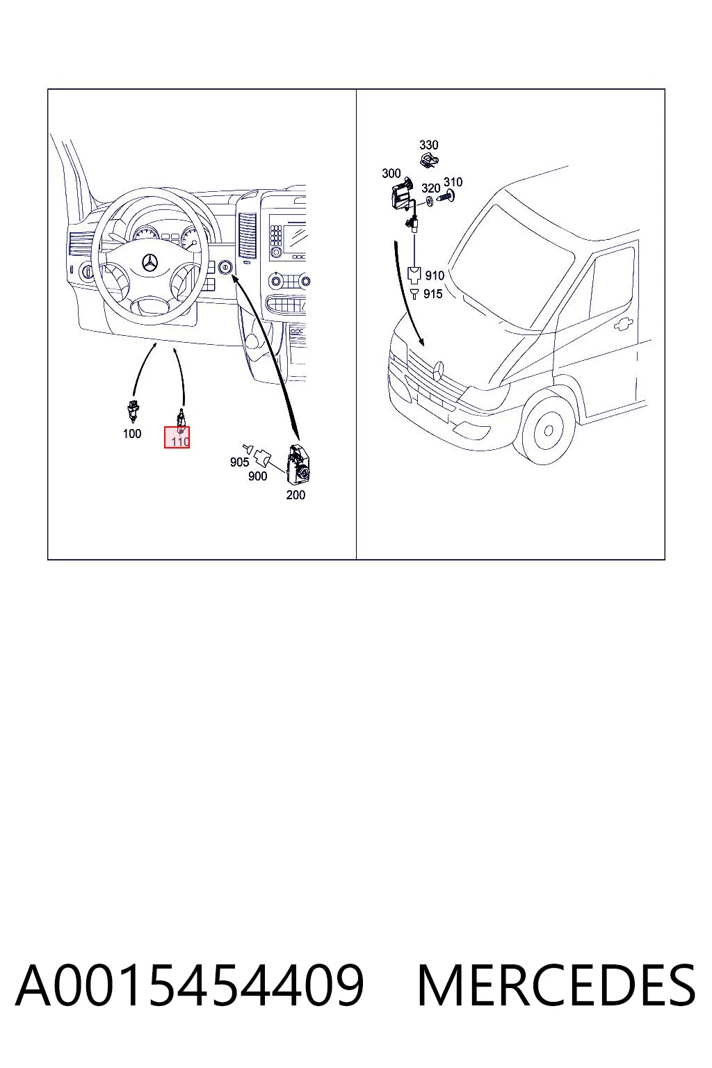 A0015454409 Mercedes Sensor de ativação do sinal de parada