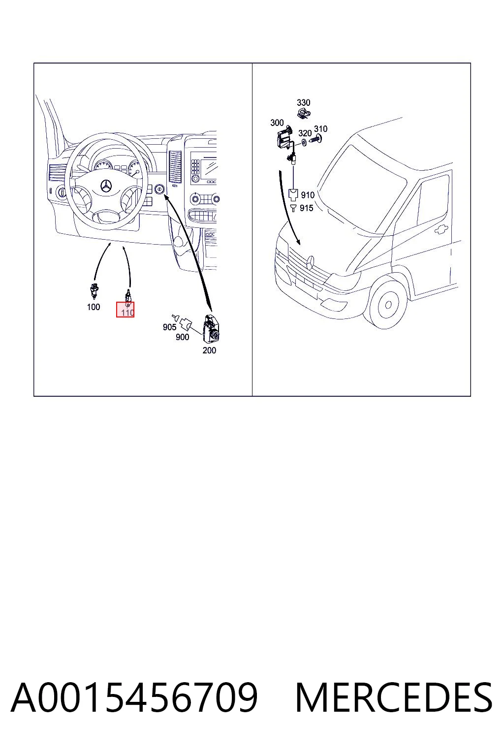 A0015456709 Mercedes Sensor de ativação do sinal de parada