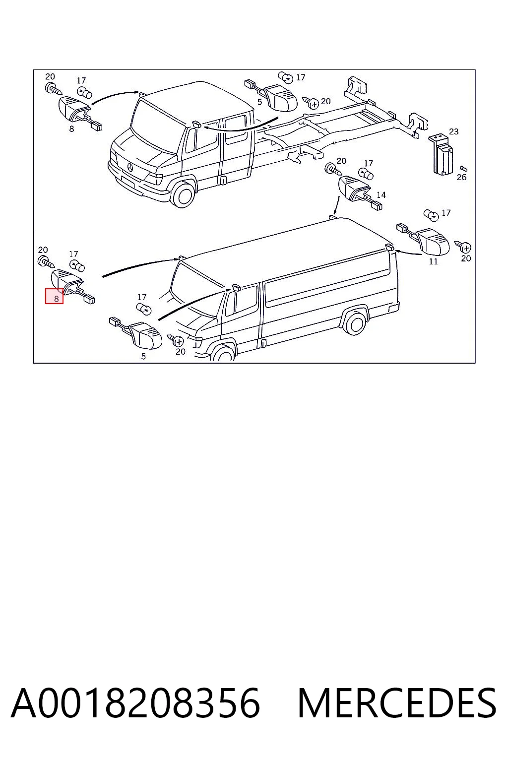 A0018208356 Mercedes Posição do teto (TRUCK)