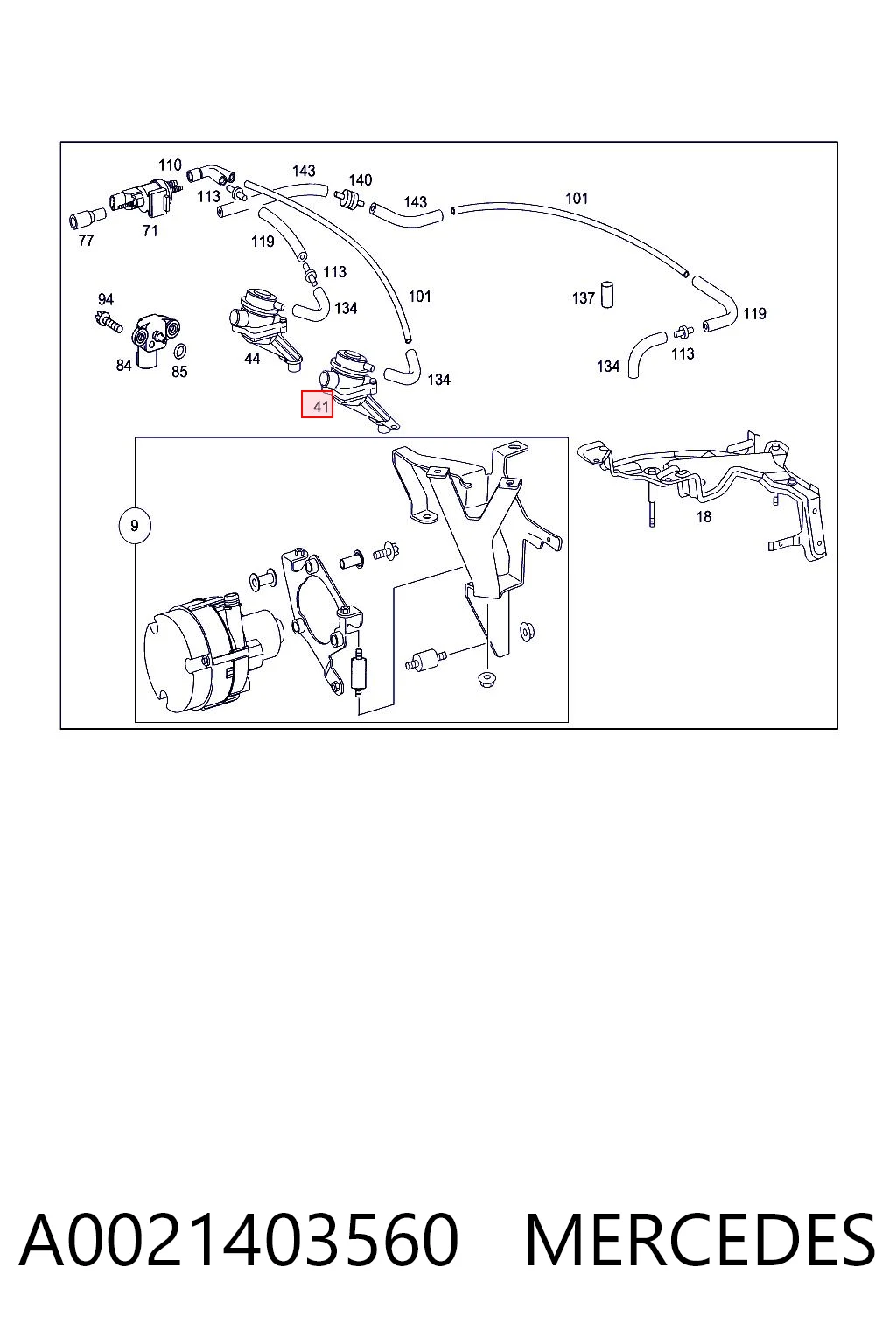 A0021403560 Mercedes Válvula de fornecimento de ar secundário