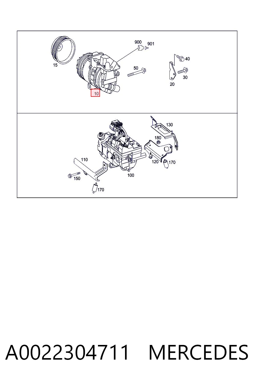 A0022304711 Mercedes Compressor de aparelho de ar condicionado