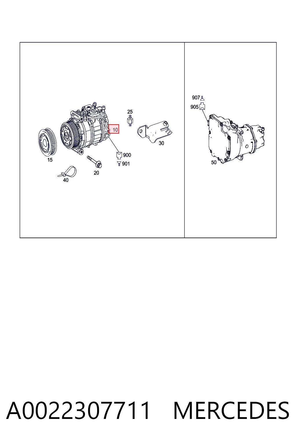 A0022307711 Mercedes Compressor de aparelho de ar condicionado