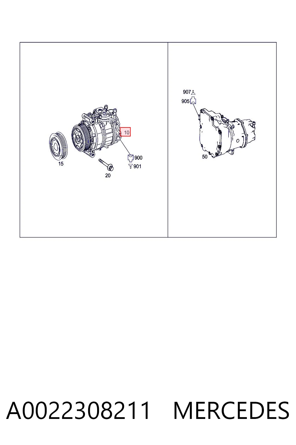 A0022308211 Mercedes Compressor de aparelho de ar condicionado