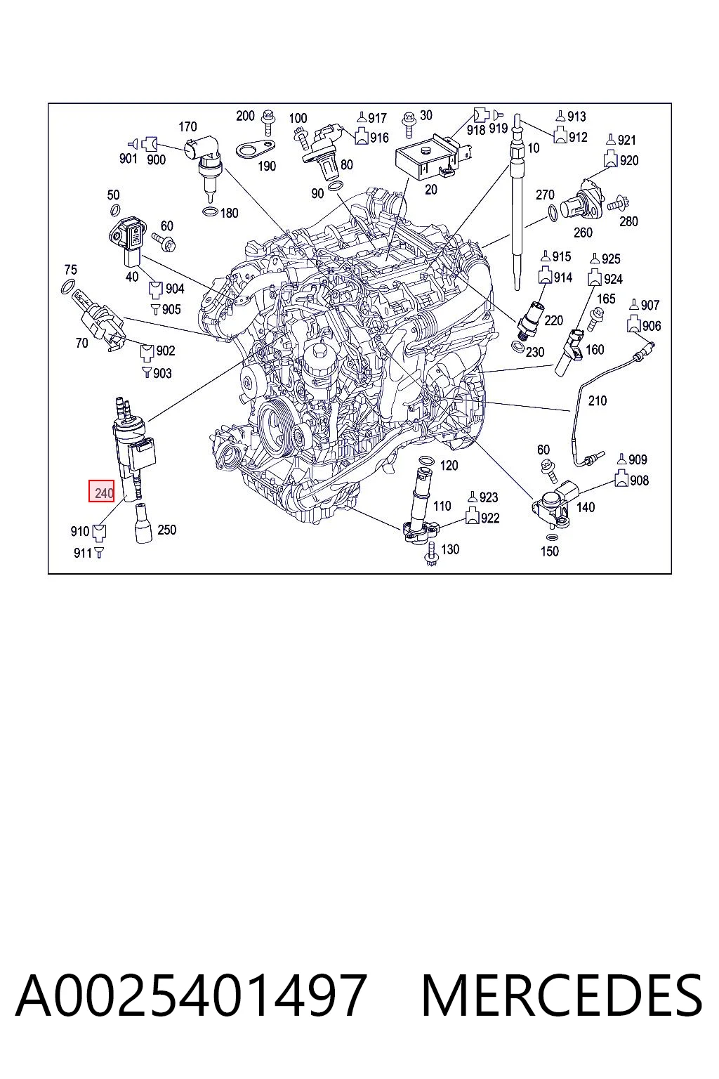 A0025401497 Mercedes Válvula de comutação do sistema de fornecimento de ar