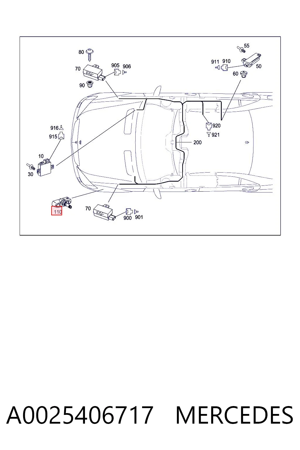 A0025406717 Mercedes Sensor de pressão de ar nos pneus
