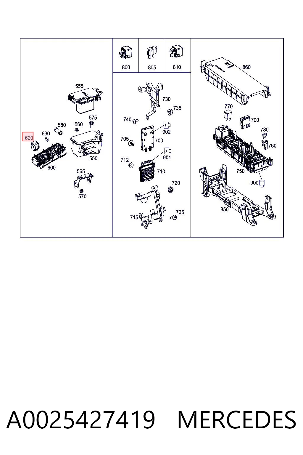 A0025427419 Mercedes Relê elétrico multifuncional