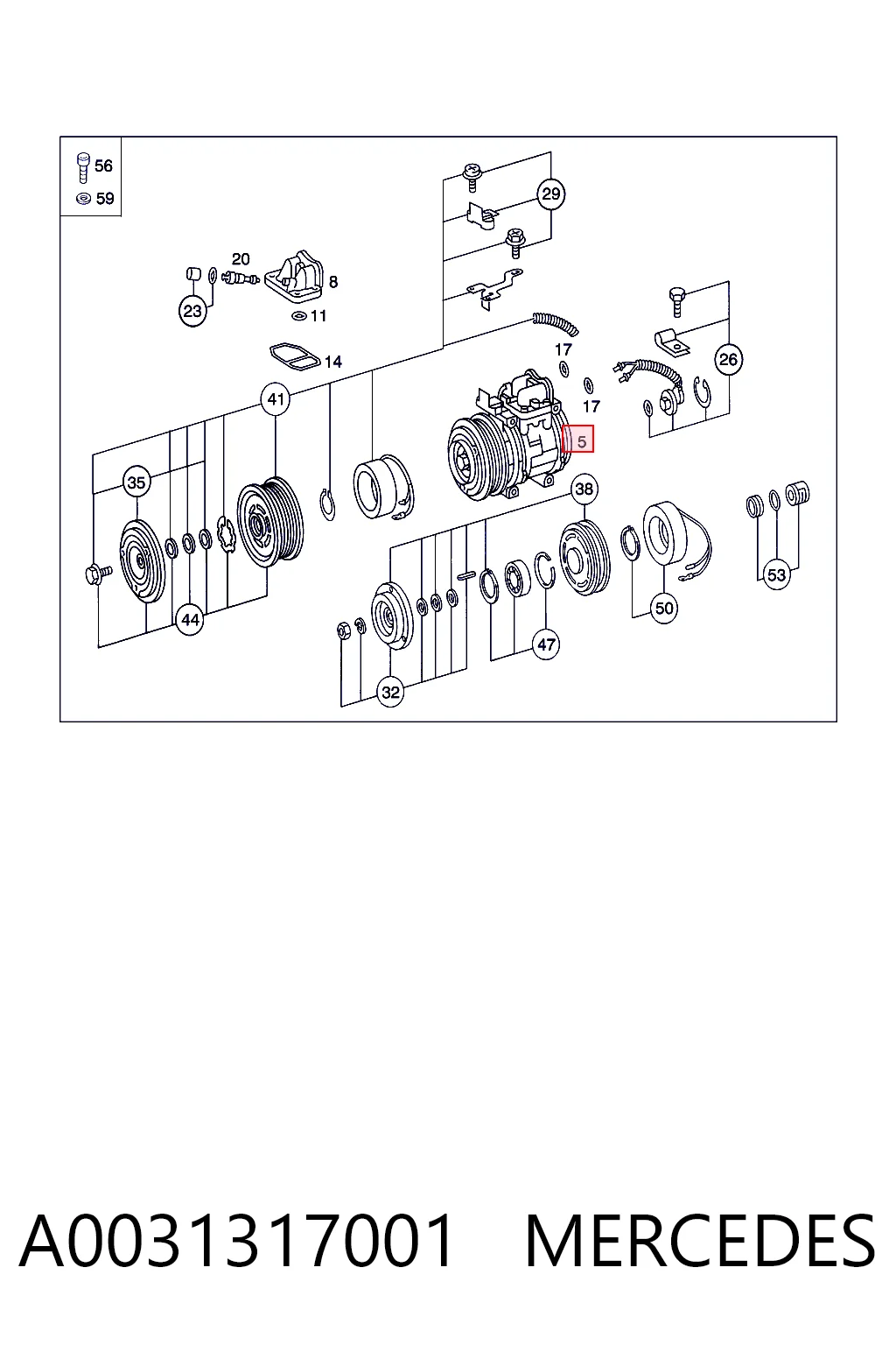 A0031317001 Mercedes Compressor de aparelho de ar condicionado
