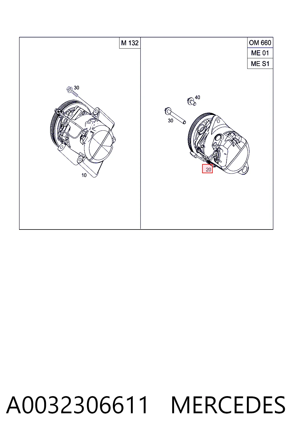 A0032306611 Mercedes Compressor de aparelho de ar condicionado