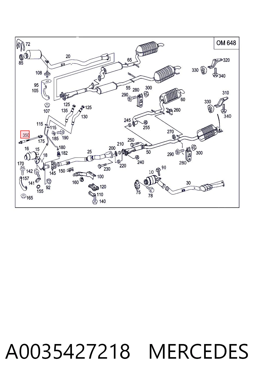 A0035427218 Mercedes Sonda lambda, sensor de oxigênio até o catalisador