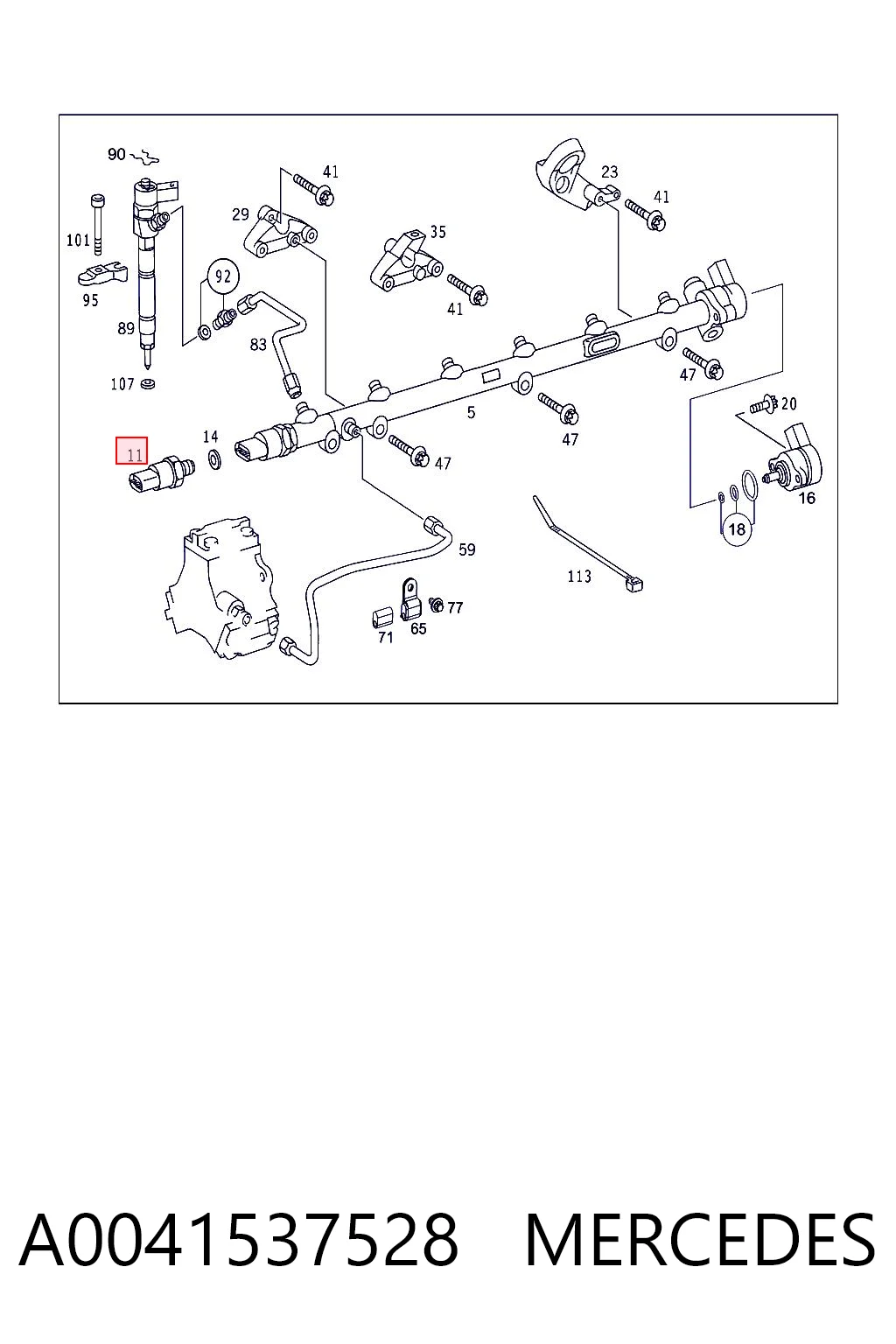 A0041537528 Mercedes Sensor de pressão de combustível