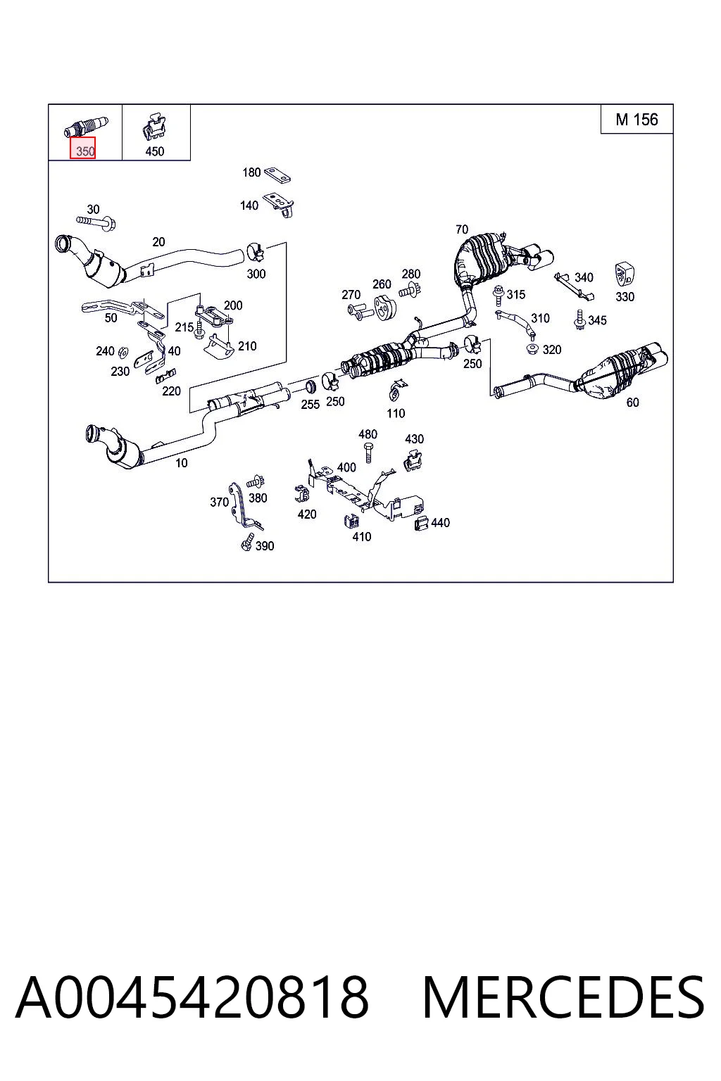 A0045420818 Mercedes Sonda lambda, sensor esquerdo de oxigênio depois de catalisador