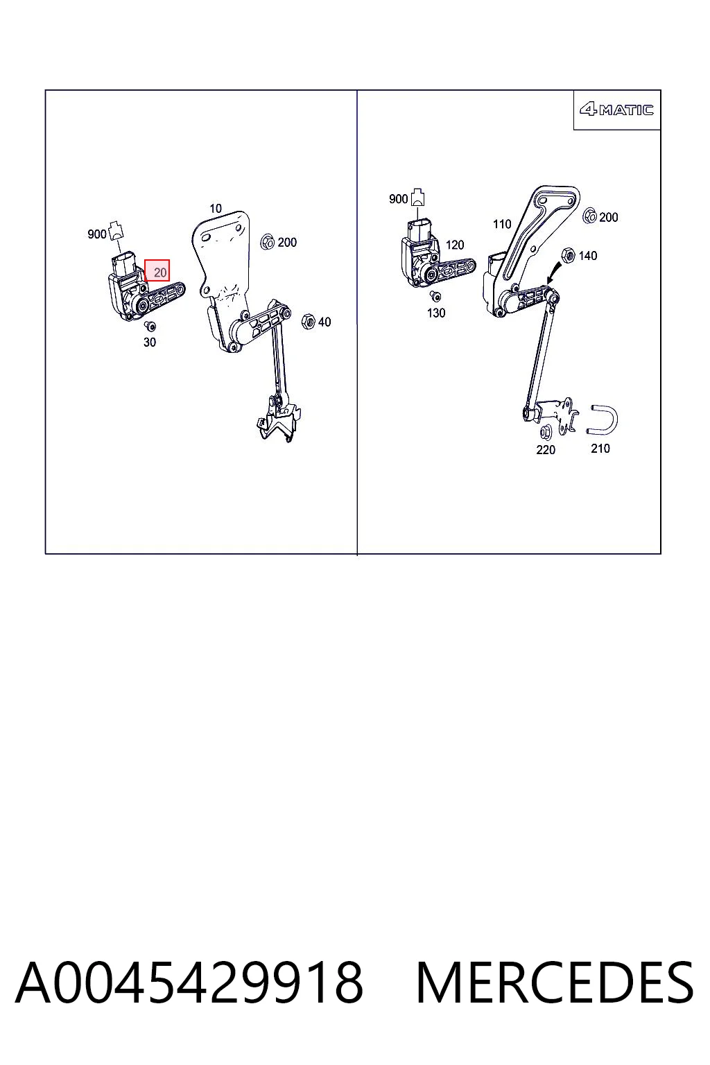 A0045429918 Mercedes Sensor traseiro do nível de posição de carroçaria