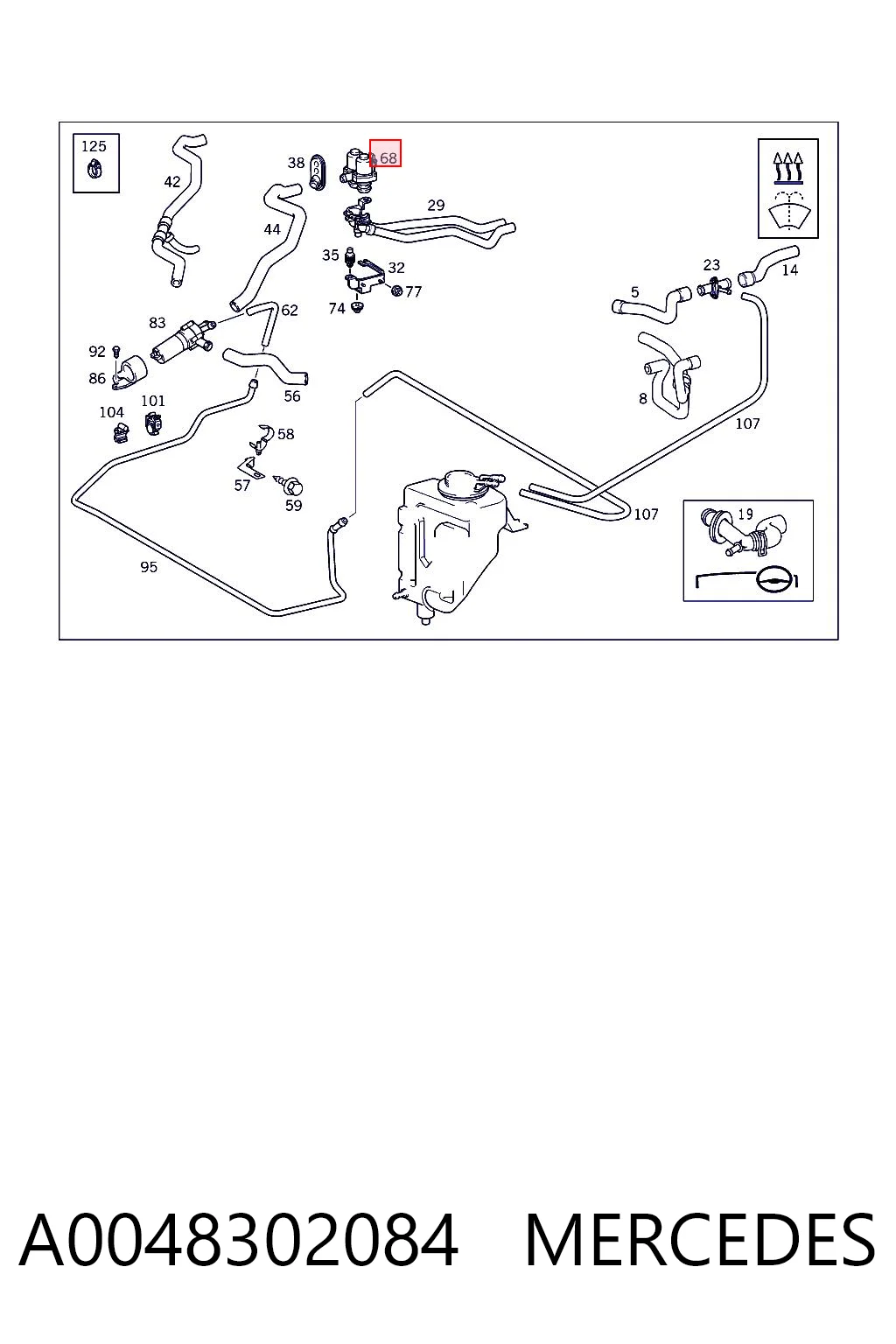 A0048302084 Mercedes Válvula de forno (de aquecedor)