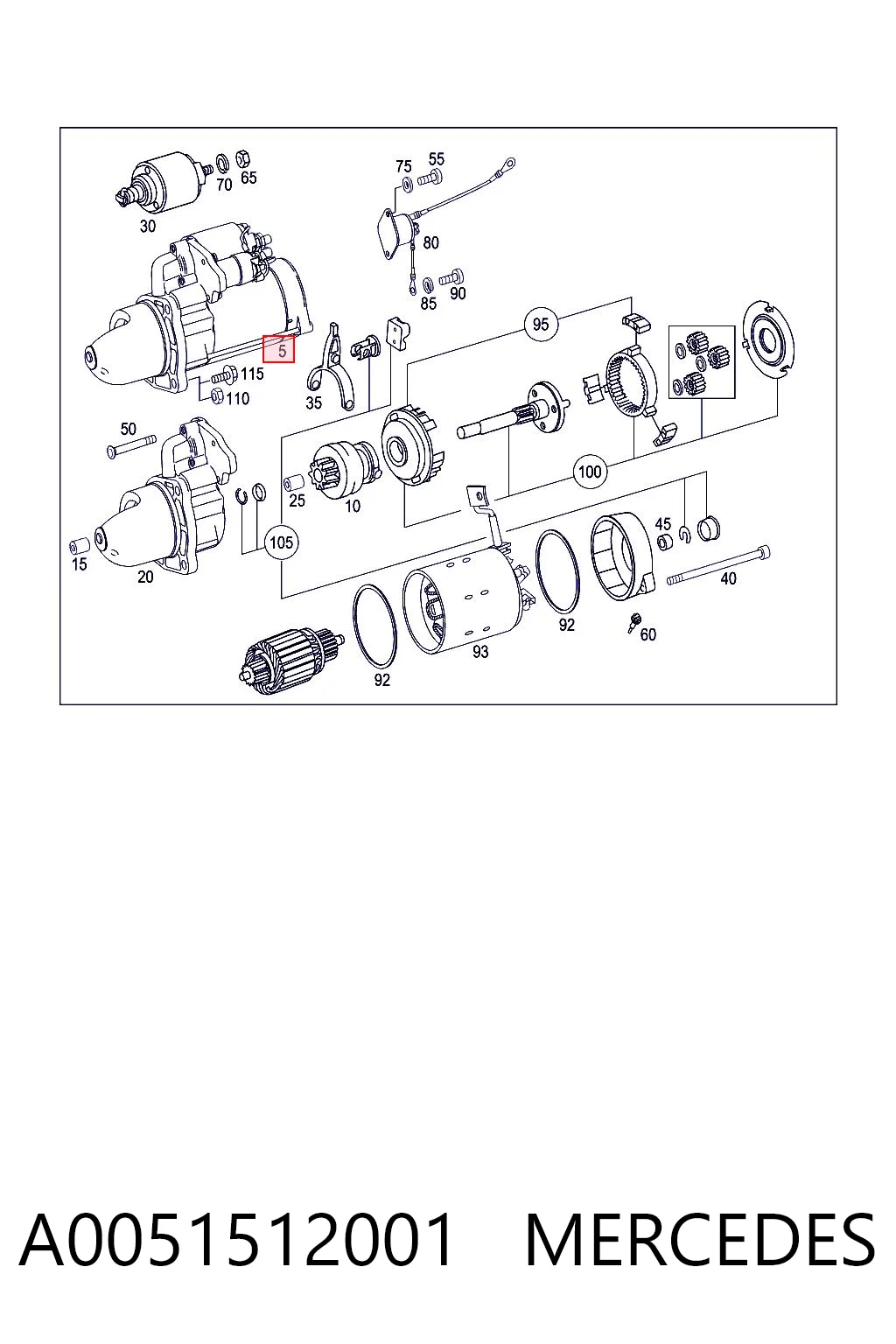 A0051512001 Mercedes Motor de arranco