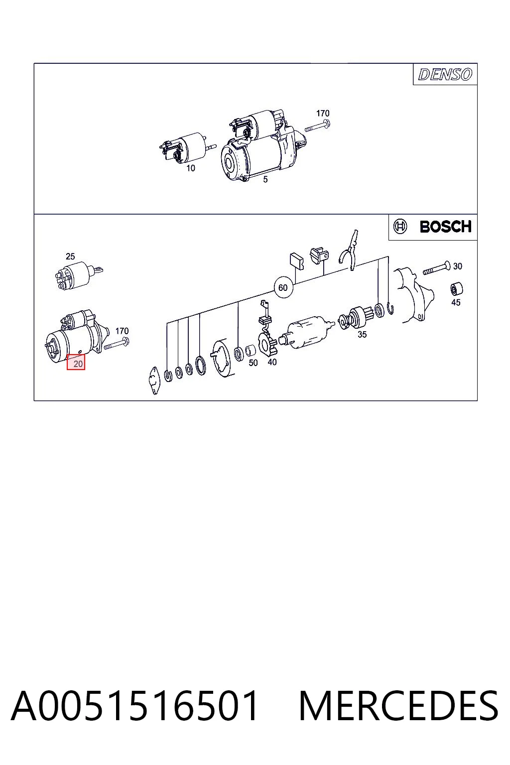 A0051516501 Mercedes Motor de arranco