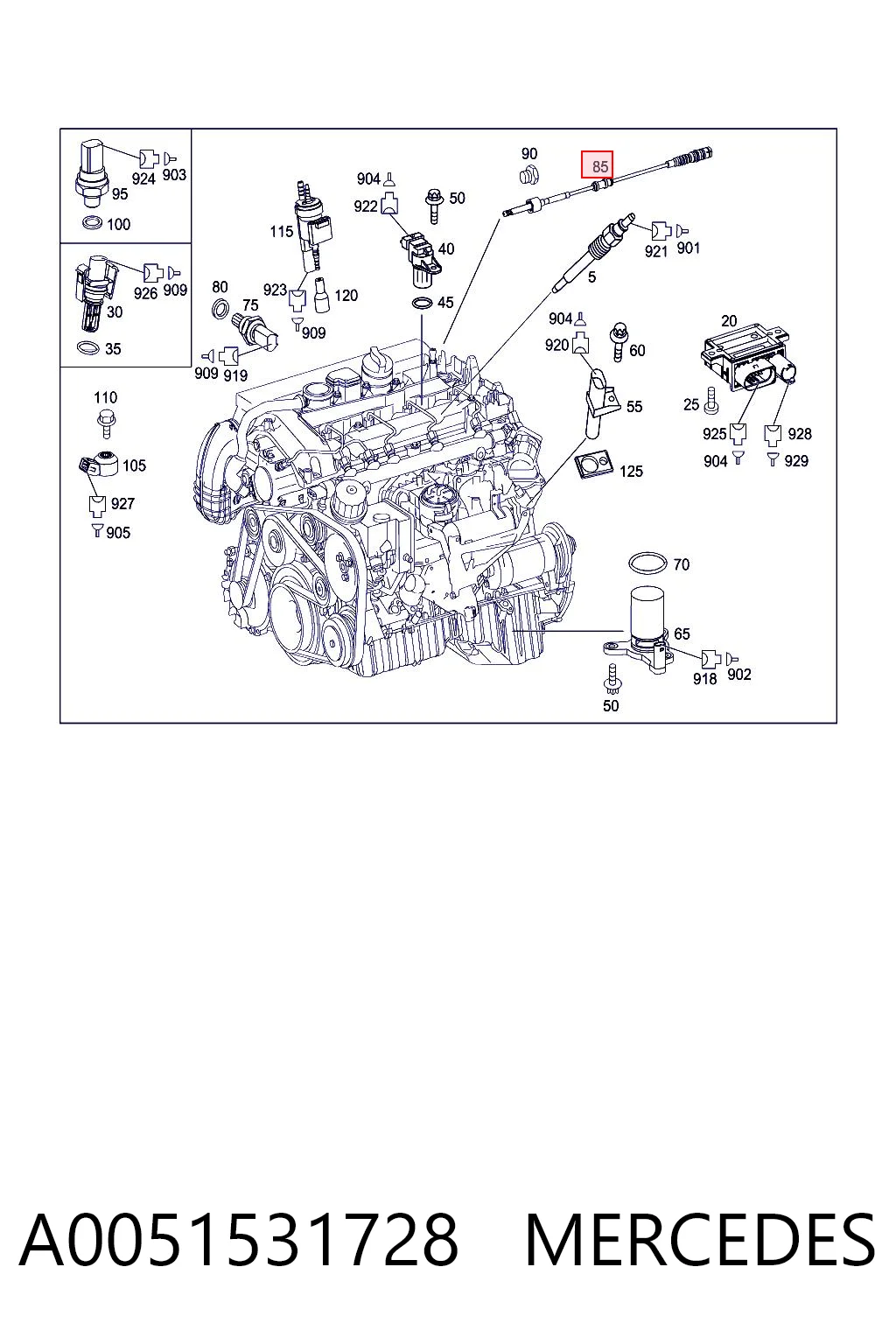 A0051531728 Mercedes Sensor de temperatura dos gases de escape (GE), antes de turbina