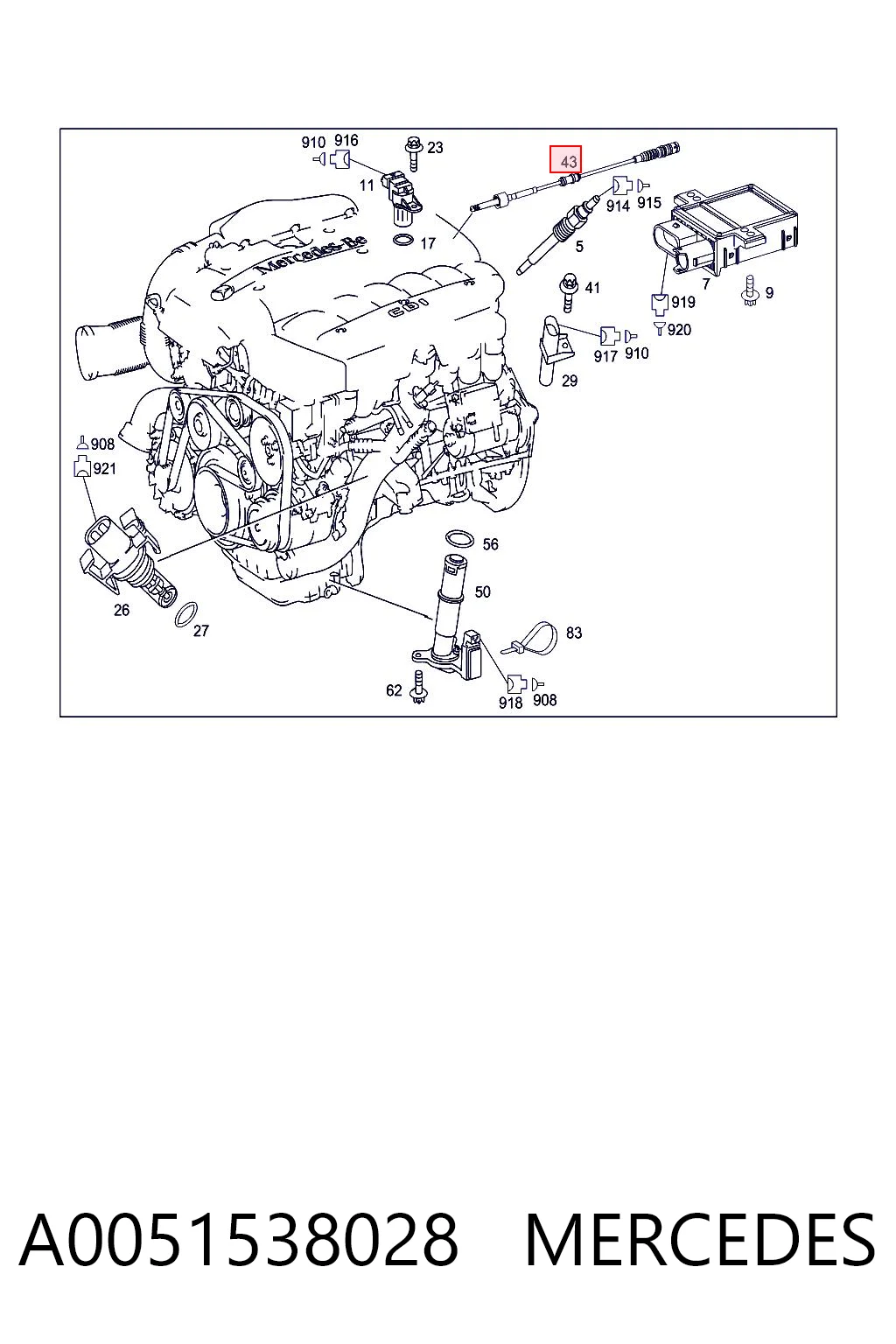 A0051538028 Mercedes Sensor de temperatura dos gases de escape (GE), até o catalisador