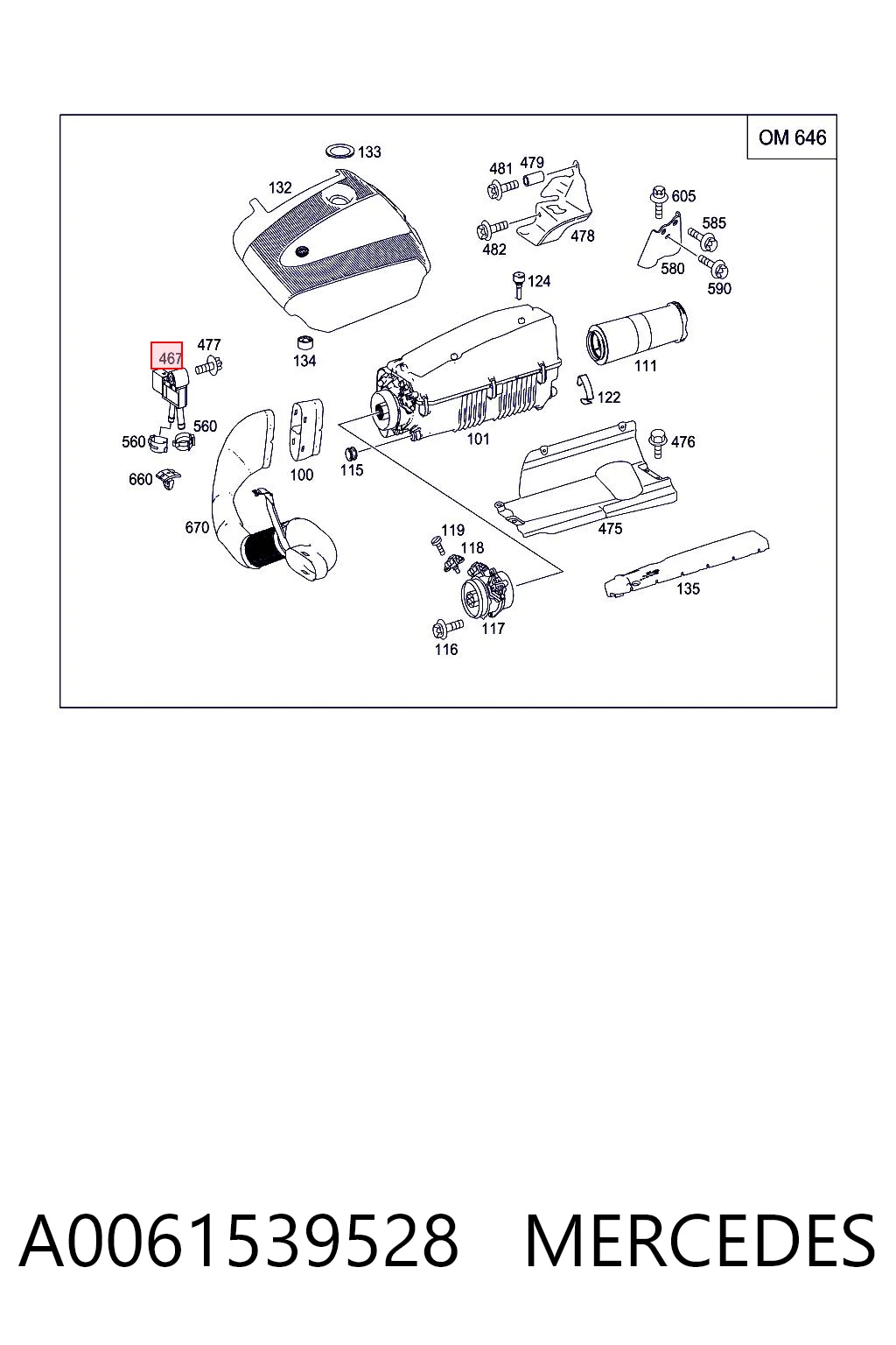 A0061539528 Mercedes Sensor de pressão dos gases de escape