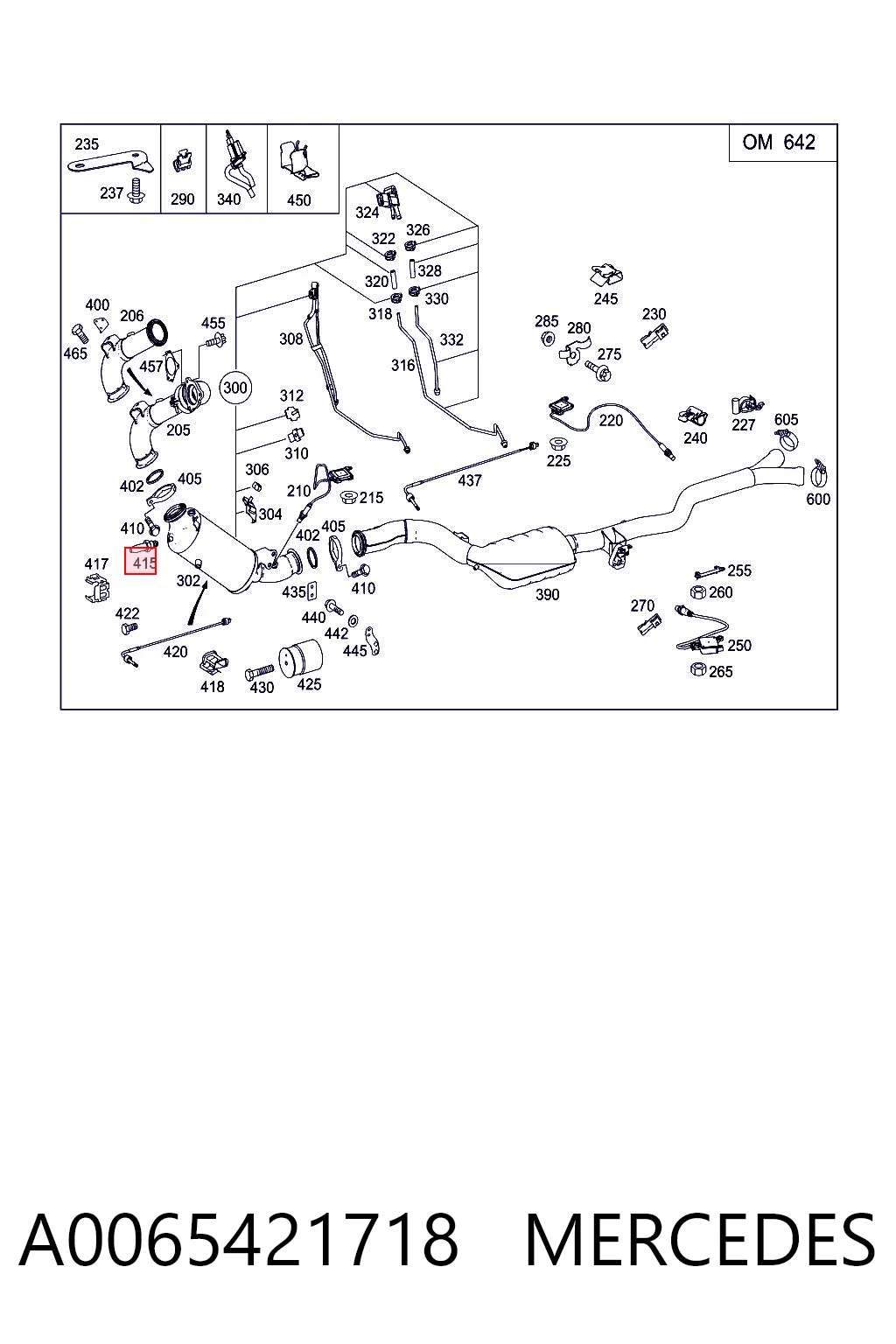 A0065421718 Mercedes Sonda lambda, sensor de oxigênio até o catalisador