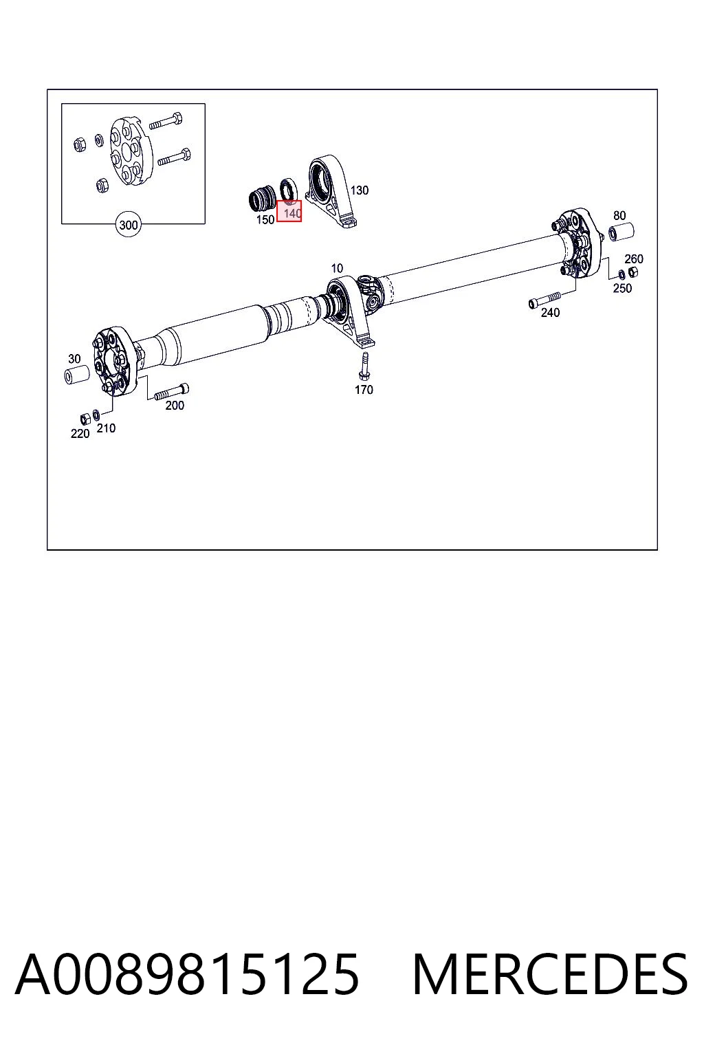 A0089815125 Mercedes Rolamento suspenso da junta universal