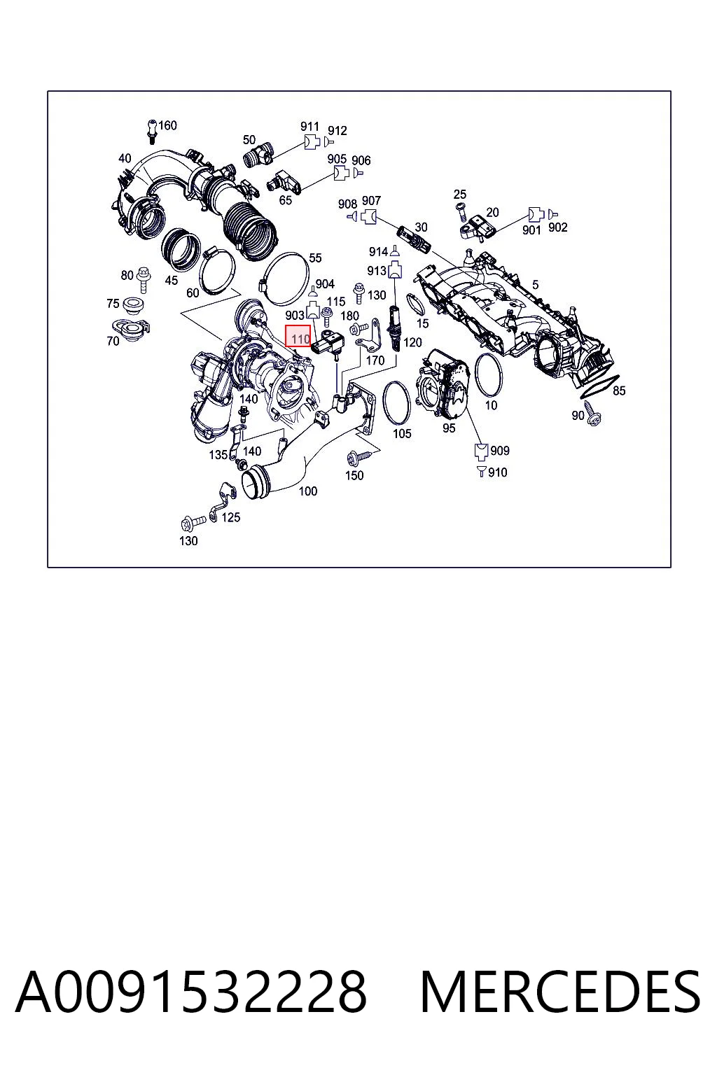 A0091532228 Mercedes Sensor de pressão de supercompressão