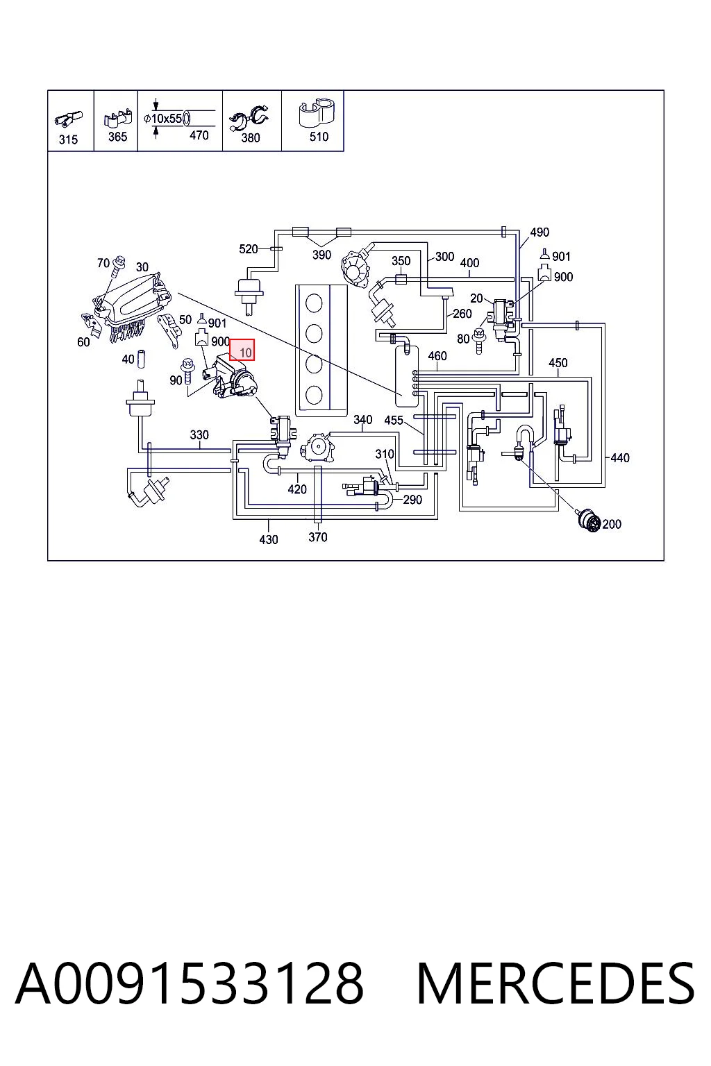 A0091533128 Mercedes Convertidor de pressão (solenoide) de supercompressão